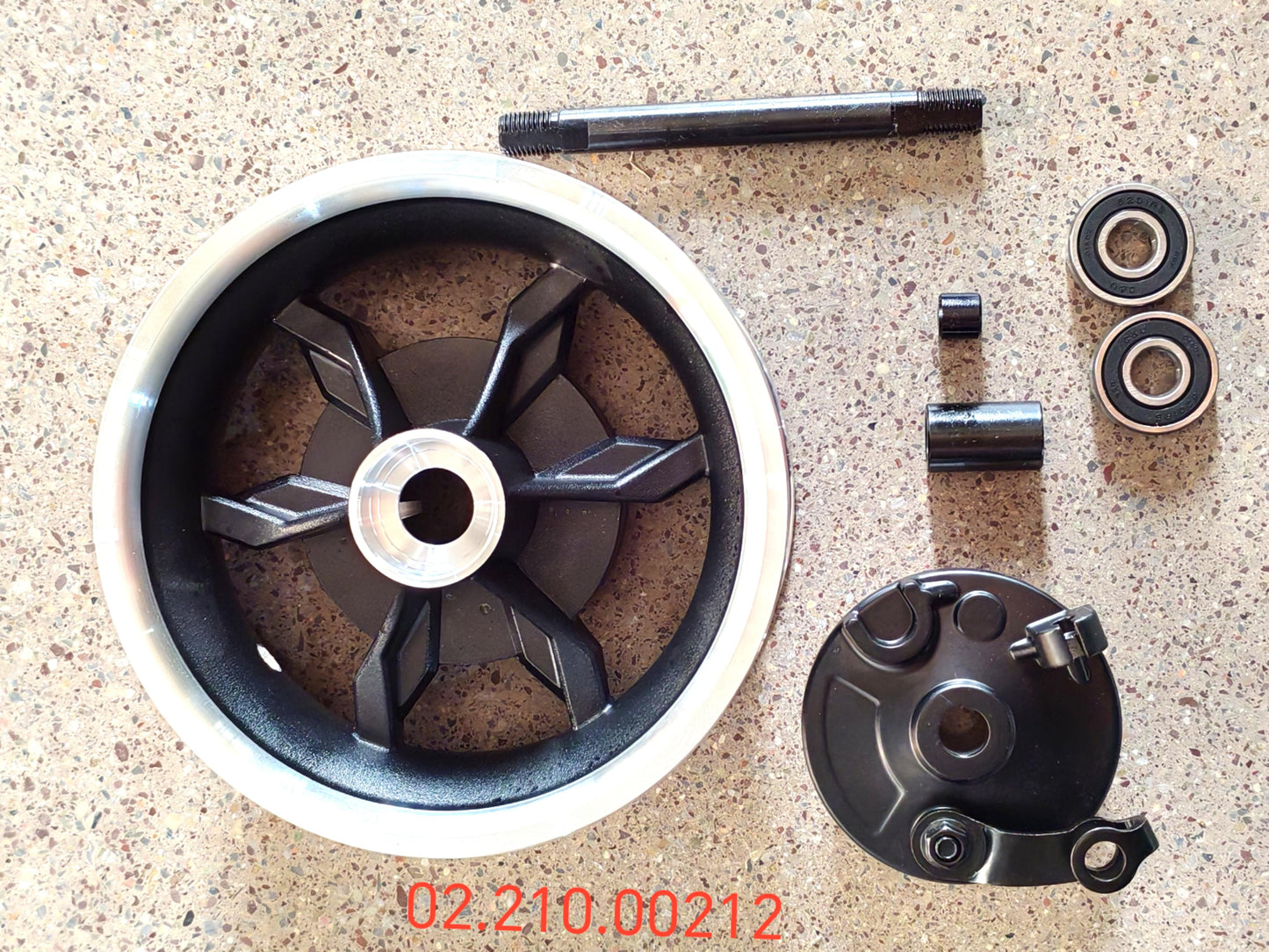 DUALTRON TOGO Front wheel with shaft and bearings